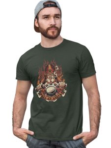 Hell On Wheels Green Round Neck Cotton Half Sleeved T-Shirt with Printed Graphics