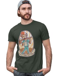 Grumpy Batter Green Round Neck Cotton Half Sleeved T-Shirt with Printed Graphics