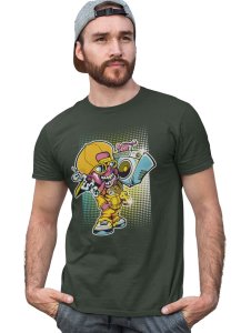 Hip-Hop Drip Green Round Neck Cotton Half Sleeved T-Shirt with Printed Graphics