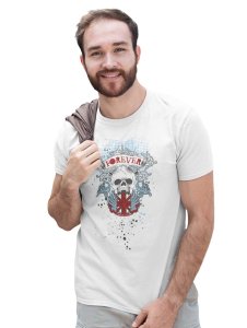 Forever White Round Neck Cotton Half Sleeved T-Shirt with Printed Graphics