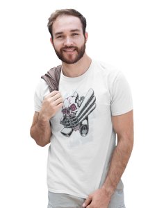 The Deathheads White Round Neck Cotton Half Sleeved T-Shirt with Printed Graphics