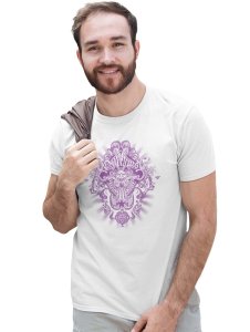 Outlams - Round Neck Tshirt White Round Neck Cotton Half Sleeved T-Shirt with Printed Graphics