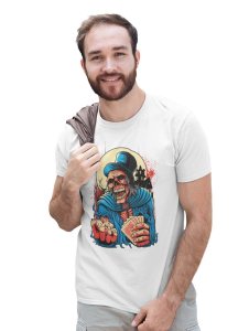 Game Of Life White Round Neck Cotton Half Sleeved T-Shirt with Printed Graphics