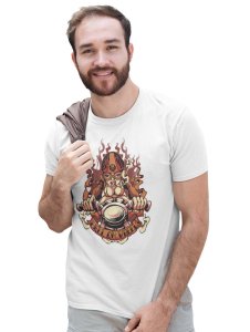 Hell On Wheels White Round Neck Cotton Half Sleeved T-Shirt with Printed Graphics