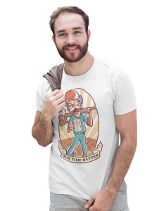Grumpy Batter White Round Neck Cotton Half Sleeved T-Shirt with Printed Graphics