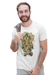 The Cowboy White Round Neck Cotton Half Sleeved T-Shirt with Printed Graphics