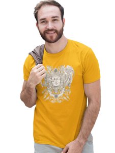 The Evil Angel Yellow Round Neck Cotton Half Sleeved T-Shirt with Printed Graphics