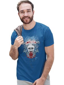 Forever Blue Round Neck Cotton Half Sleeved T-Shirt with Printed Graphics