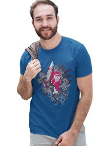The Royal Eagle Blue Round Neck Cotton Half Sleeved T-Shirt with Printed Graphics