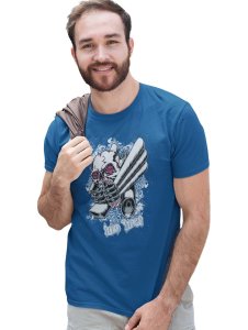 The Strange Craniums Blue Round Neck Cotton Half Sleeved T-Shirt with Printed Graphics