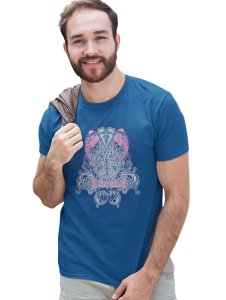 The Power Of Karma Blue Round Neck Cotton Half Sleeved T-Shirt with Printed Graphics