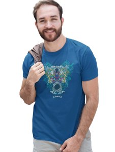 Outlams - Blue Round Neck Cotton Half Sleeved T-Shirt with Printed Graphics