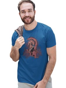 The Evil Angel Blue Round Neck Cotton Half Sleeved T-Shirt with Printed Graphics