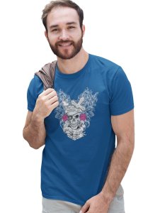 The Knight Blue Round Neck Cotton Half Sleeved T-Shirt with Printed Graphics