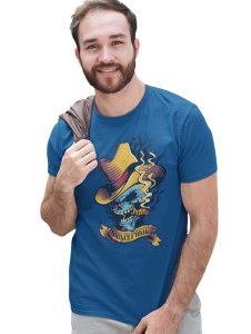 Rock N Roll Forever Blue Round Neck Cotton Half Sleeved T-Shirt with Printed Graphics