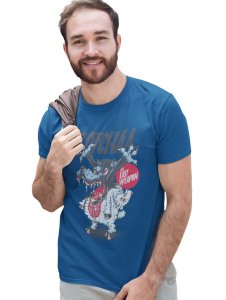 Guilty Parties Blue Round Neck Cotton Half Sleeved T-Shirt with Printed Graphics
