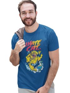 The Last Weapon Blue Round Neck Cotton Half Sleeved T-Shirt with Printed Graphics