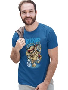Cat Lover Blue Round Neck Cotton Half Sleeved T-Shirt with Printed Graphics
