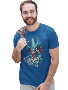 Bone To Rock Blue Round Neck Cotton Half Sleeved T-Shirt with Printed Graphics