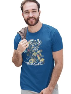 Demon- The Rider Blue Round Neck Cotton Half Sleeved T-Shirt with Printed Graphics