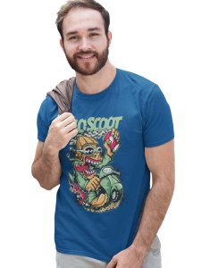 The Wave Monster Graphic Printed Blue Cotton Round Neck Half Sleeves Tshirt