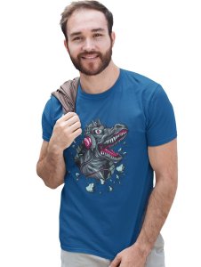 The Monster Bowling Blue Round Neck Cotton Half Sleeved T-Shirt with Printed Graphics