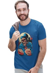 The Meat Packer Blue Round Neck Cotton Half Sleeved T-Shirt with Printed Graphics