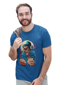Game Of Life Blue Round Neck Cotton Half Sleeved T-Shirt with Printed Graphics