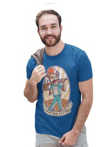 Grumpy Batter Blue Round Neck Cotton Half Sleeved T-Shirt with Printed Graphics