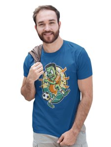 Frankinston's Soccer Blue Round Neck Cotton Half Sleeved T-Shirt with Printed Graphics