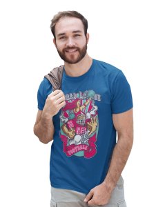 Hip-Hop Drip Blue Round Neck Cotton Half Sleeved T-Shirt with Printed Graphics