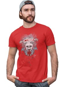 Forever Red Round Neck Cotton Half Sleeved T-Shirt with Printed Graphics
