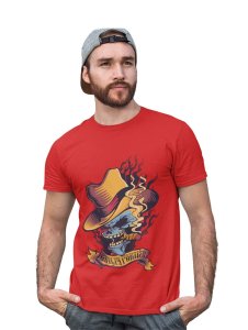 Guilty Parties Red Round Neck Cotton Half Sleeved T-Shirt with Printed Graphics