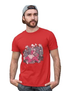 The Wrecker Red Round Neck Cotton Half Sleeved T-Shirt with Printed Graphics