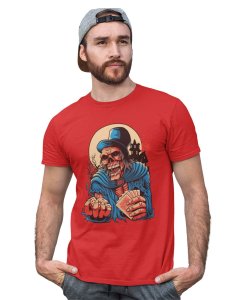 Game Of Life Red Round Neck Cotton Half Sleeved T-Shirt with Printed Graphics