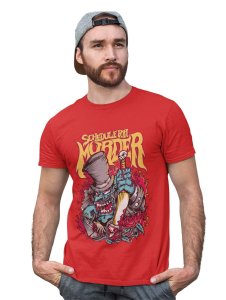 Schedule Murderer Red Round Neck Cotton Half Sleeved T-Shirt with Printed Graphics