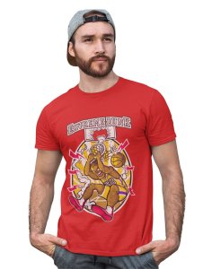 The Dunk Red Round Neck Cotton Half Sleeved T-Shirt with Printed Graphics