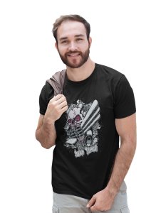 The Deathheads Black Round Neck Cotton Half Sleeved T-Shirt with Printed Graphics