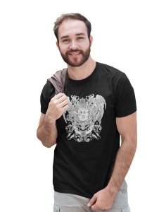 The Evil Angel Black Round Neck Cotton Half Sleeved T-Shirt with Printed Graphics