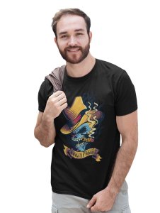 Guilty Parties Black Round Neck Cotton Half Sleeved T-Shirt with Printed Graphics