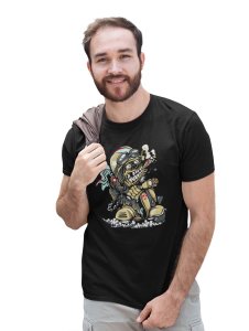 Demon- The Rider Graphic Printed Black Cotton Round Neck Half Sleeves Tshirt