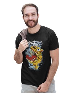 Hungry Dog Black Round Neck Cotton Half Sleeved T-Shirt with Printed Graphics