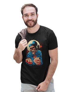 Game Of Life Black Round Neck Cotton Half Sleeved T-Shirt with Printed Graphics