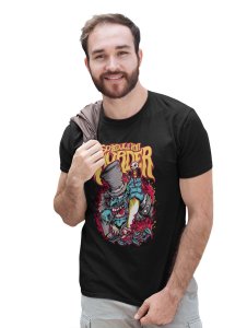 Schedule Murderer Black Round Neck Cotton Half Sleeved T-Shirt with Printed Graphics