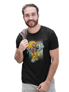 Hip-Hop Drip Black Round Neck Cotton Half Sleeved T-Shirt with Printed Graphics