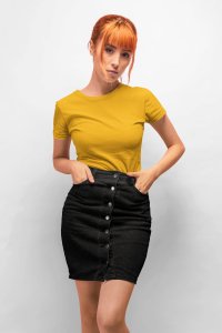 Female yellow colour solid tee