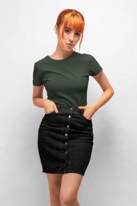 Female green colour solid tee