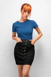 Female blue colour solid tee