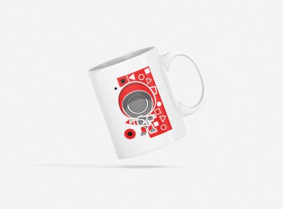Red mask man standing - animation themed printed ceramic white coffee and tea mugs/ cups for animation lovers