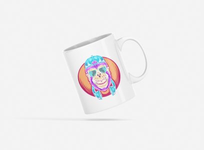 Monkey with cap - animation themed printed ceramic white coffee and tea mugs/ cups for animation lovers